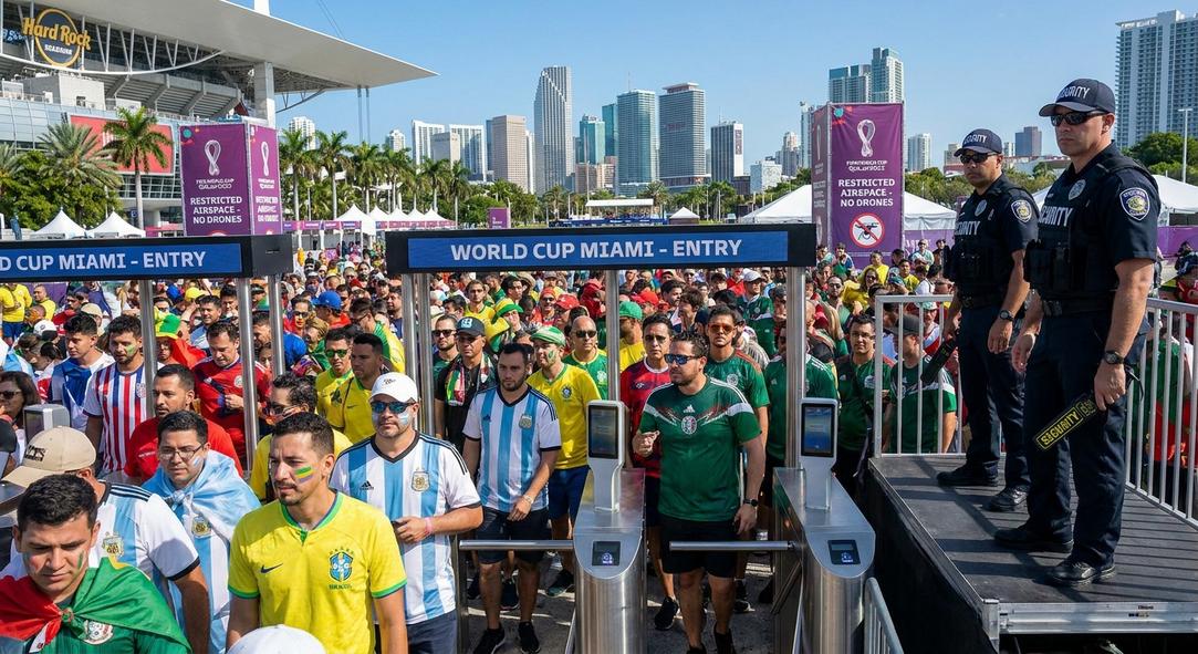 Fans entering World Cup Miami security gates
